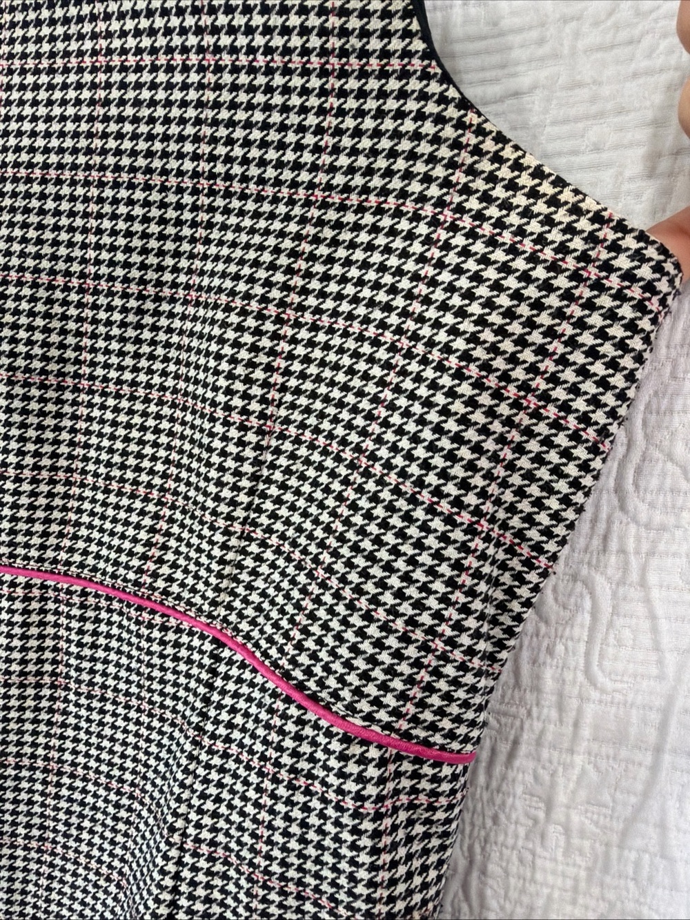 Vintage Casual Corner Houndstooth Dress Size 12 Black White Midi Sheath Lined - Picture 5 of 16